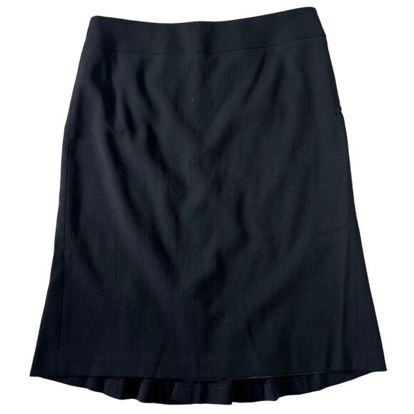 Ann Taylor Pencil Skirt Womens Size 2 Pleated Back Black Virgin Wool - Picture 3 of 7